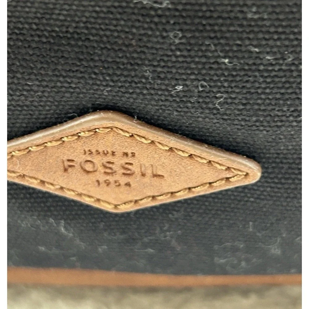NEW Fossil Black Canvas Backpack w/Brown Trim Adjustable Straps New Old Stock